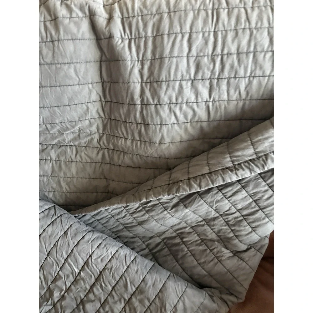 West Elm Channel Stitch queen quilt Dark Gray acid washed
